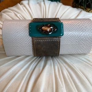 Leather Bracelet Handmade with Blown Glass